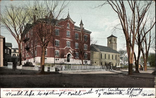High School and Unitarian Church Haverhill Massachusetts