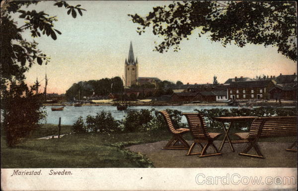 View of Church and Town Mariestad Sweden