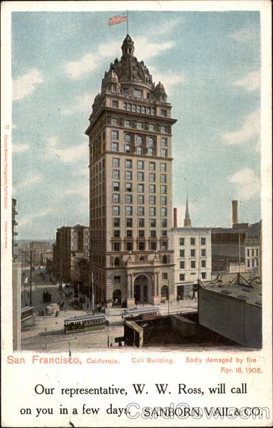 Call Building, badly damaged by fire, Apr. 18, 1906 San Francisco California