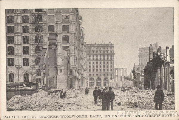 Palace Hotel, Crocker-Woolworth Bank, Union Trust and Grand Hotel San Francisco California