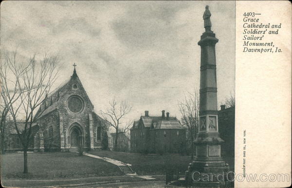 Grace Cathedral and Soldiers' and Sailors' Monument Davenport Iowa