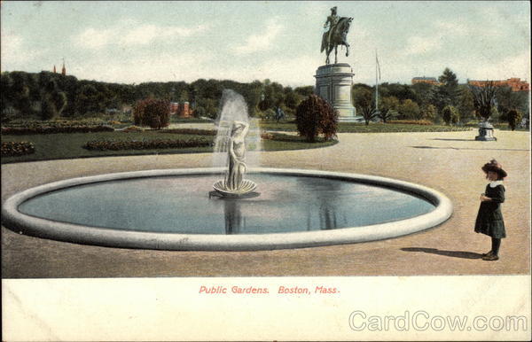 Fountain & Statue in Public Gardens Boston Massachusetts