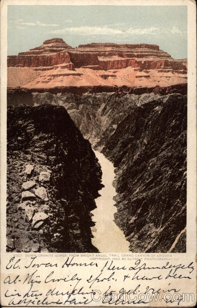 Down Granite Gorge, from Bright Angel Trail Grand Canyon National Park Arizona