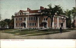 The Town Hall in Wrentham, Massachusetts Postcard
