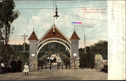 Entrance to Highland Park Brockton, MA Postcard Postcard