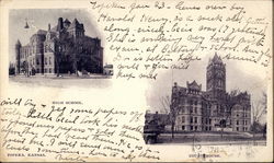 High School & Court House Postcard