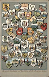 Arms of the States and Territories of the American Union State Flowers & Seals Postcard Postcard