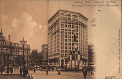 Majestic Building with Soldiers and Sailors Monument Postcard