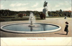 Fountain & Statue in Public Gardens Postcard