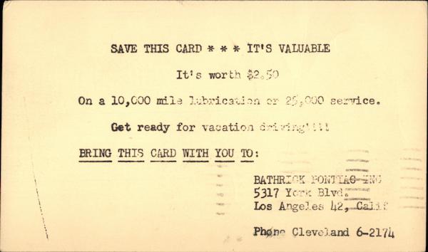 Bathrock Pontiac Los Angeles California Advertising