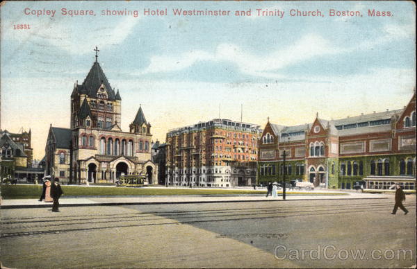 Copley Square, showing Hotel Westminster and Trinity Church Boston Massachusetts