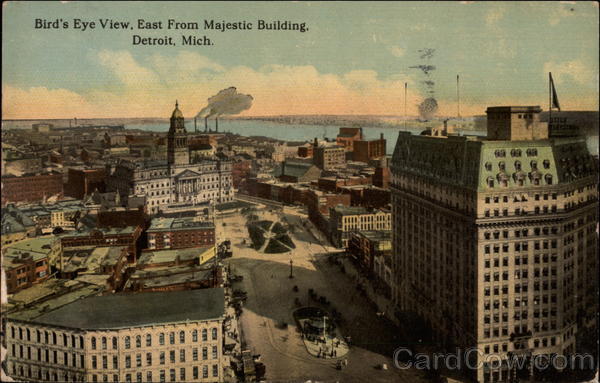 Bird's Eye View, East from Majestic Building Detroit Michigan