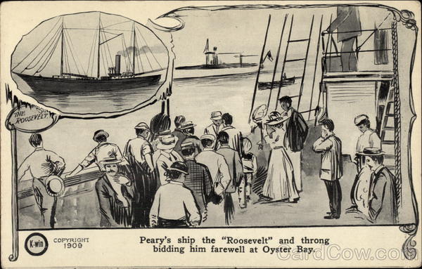 Peary's Ship the Roosevelt and Throng Bidding Him Farewell at Oyster Bay