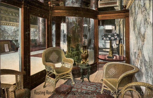 Resting Room Marble Lobby, Hotel Alexandria Los Angeles California