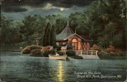 Scene on the Lake, Druid Hill Park Postcard