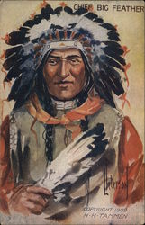 Chief Big Feather Native Americana Postcard Postcard