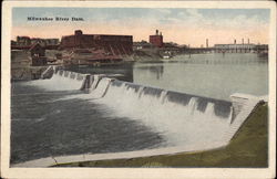 Milwaukee River Dam Postcard
