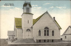 M. E. Church Dighton, KS Postcard 