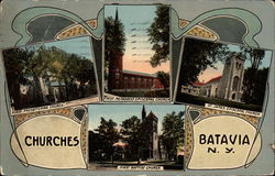 Churches Batavia, NY Postcard Postcard