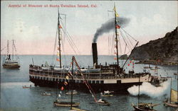 Arrival of Steamer Santa Catalina Island, CA Postcard Postcard