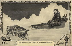 An Eskimo dog sledge in polar exploration Native Americana Postcard Postcard