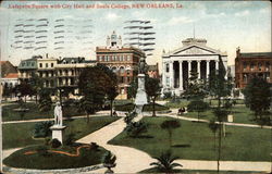 Lafayette Square with City Hall and Soule College Postcard