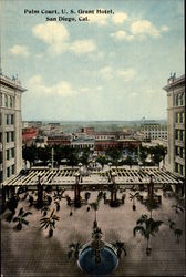 Palm Court, U. S. Grant Hotel Postcard