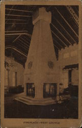 Fireplace, West Lounge, Edgewater Beach Hotel Postcard