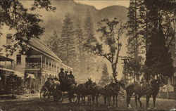Stage Leaving Sentinel Hotel Yosemite Valley, CA Yosemite National Park Postcard Postcard