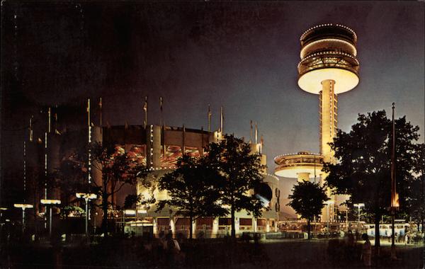 The New York State Exhibit At Night 1964 NY Worlds Fair