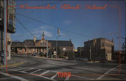 Downtown Scene Woonsocket, RI Postcard Postcard