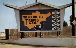 Pagoda Sign Near Entrance Travis Air Force Base, CA Postcard Postcard