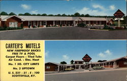 Carters Motel Scottsville, KY Postcard Postcard