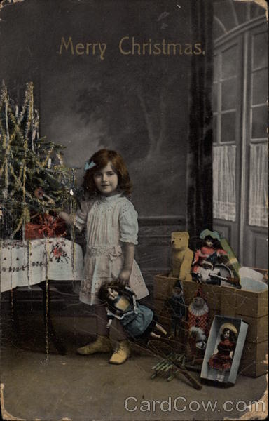Merry Christmas - Girl with Toys Children