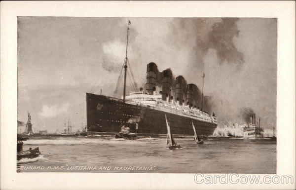 Cunard R.M.S. Lusitania and Mauretania Cruise Ships
