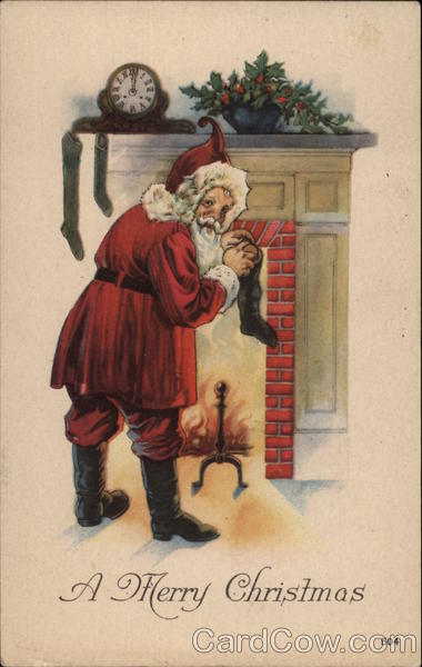 Santa Claus Filling Stockings