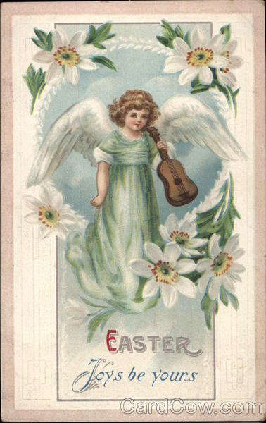 Easter Joys Be Yours - Angel with Violin With Angels