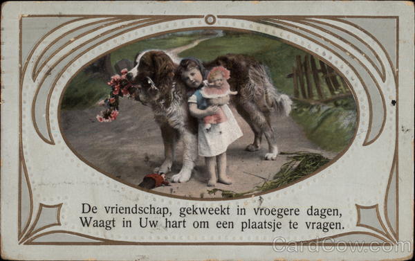 Girl With Dog Saint Bernards