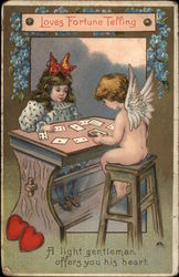 Loves Fortune Telling Cupid Postcard Postcard