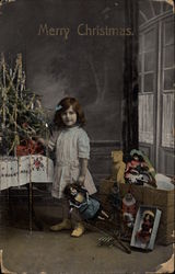 Merry Christmas - Girl with Toys Postcard