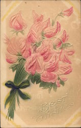 Embossed Sprig of Pink Flowers Postcard Postcard