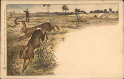 Men Hunting Hares Postcard