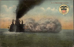 Close View of a Battleship at Target Practice Battleships Postcard Postcard