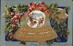 A Merry Christmas and a Happy New Year Children Postcard Postcard