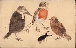 Birds - Hand Painted Postcard