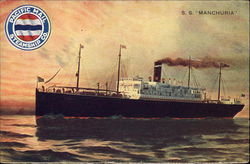 SS Manchuria - Pacific Mail Steamship Co Postcard