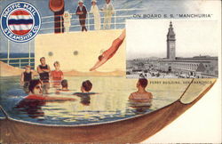 On Board S.S. Manchuria Postcard