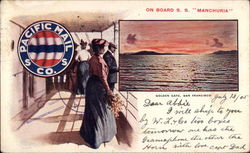 On Board S.S. Manchuria Postcard