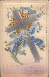 Loving Easter Greetings - Cross and Flowers Postcard