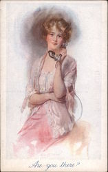 Woman with Phone Women Postcard Postcard